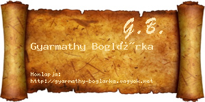 Gyarmathy Boglárka névjegykártya